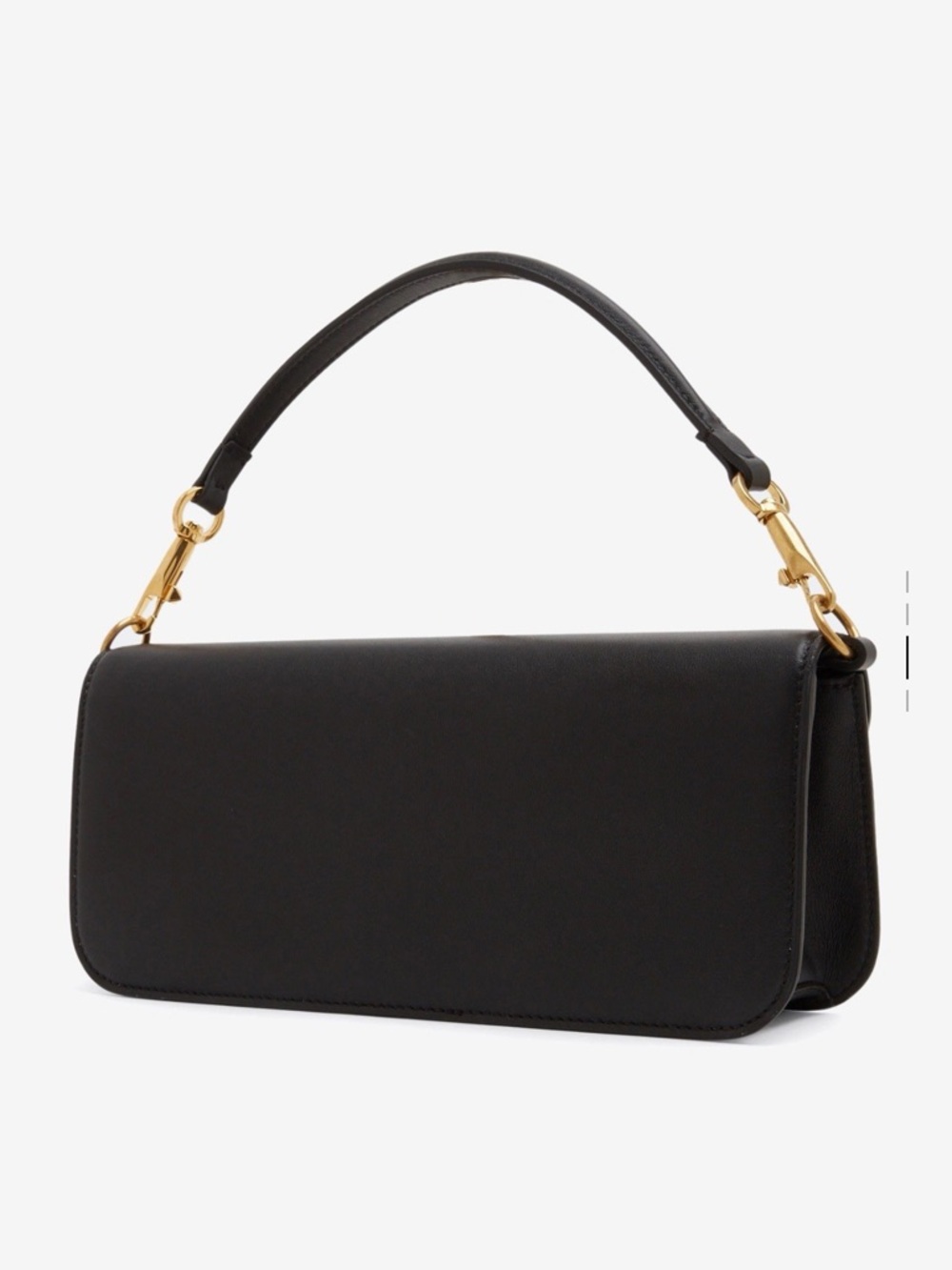 NWT Valentino Garavani Locò Black Leather Shoulder Bag with Gold medium size - Picture 3 of 7